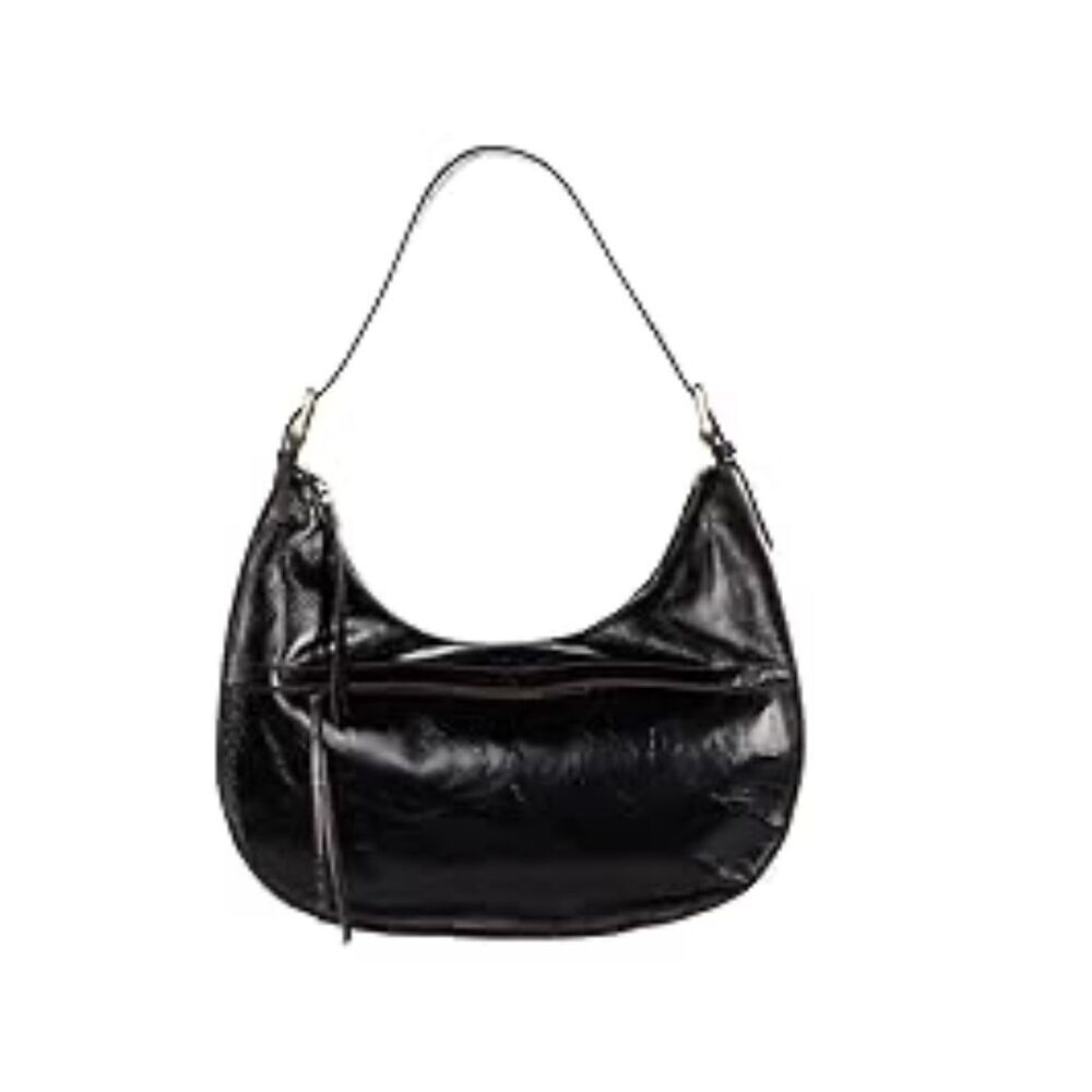 HOBO International black leather shoulder bag with brass hardware NWT $288 - Picture 3 of 4
